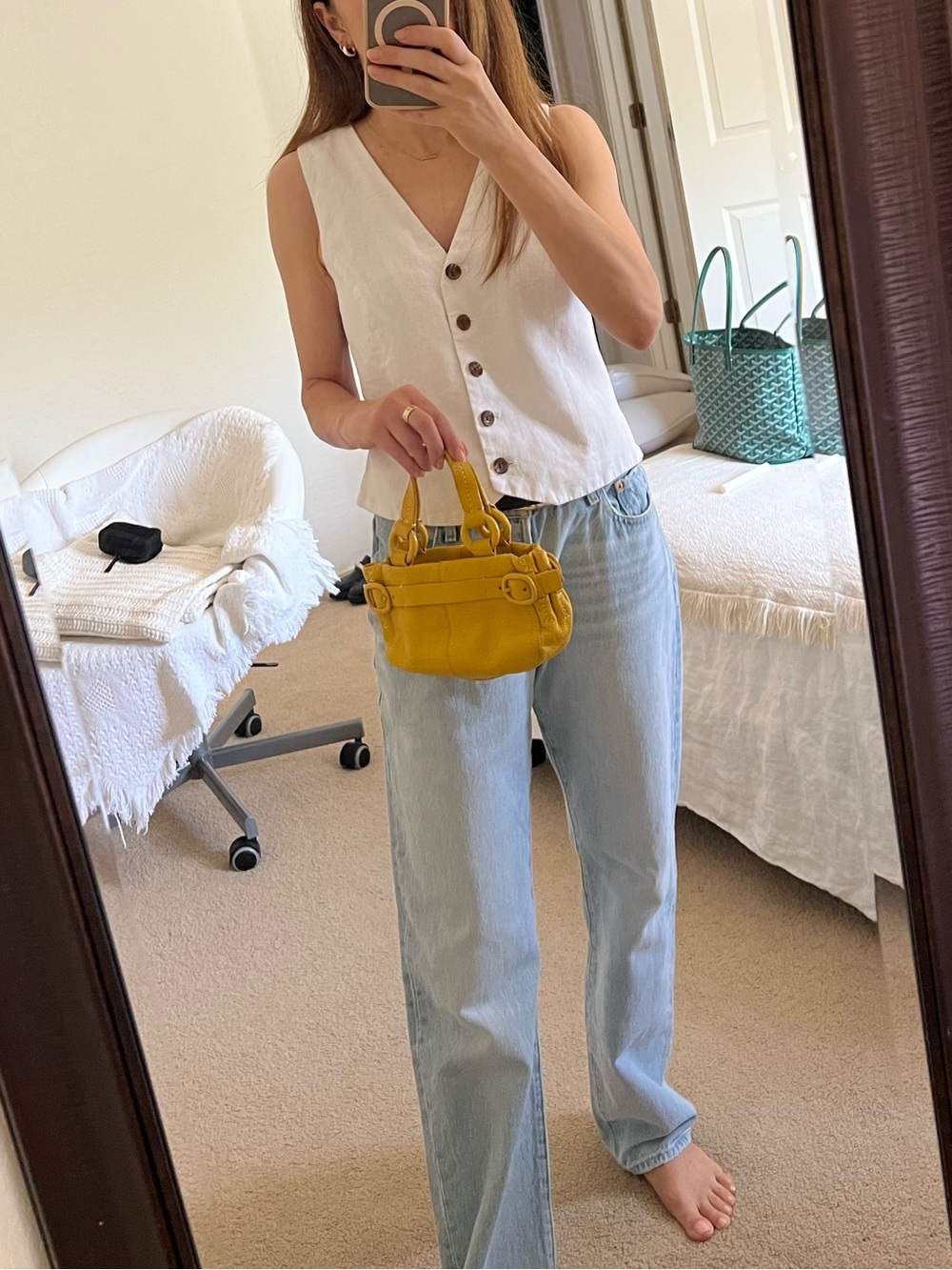 Vintage DKNY super cute mini yellow bag purse